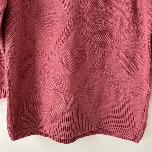 Vintage 100% Cotton Flower & Heart Pink Sweater - Picture 3 of 16